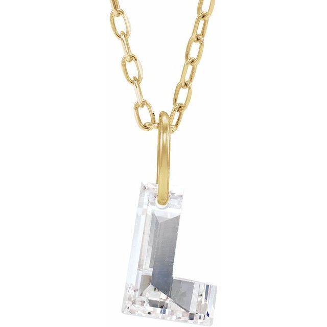 Letter-cut lab-grown diamond initial L necklace, front view