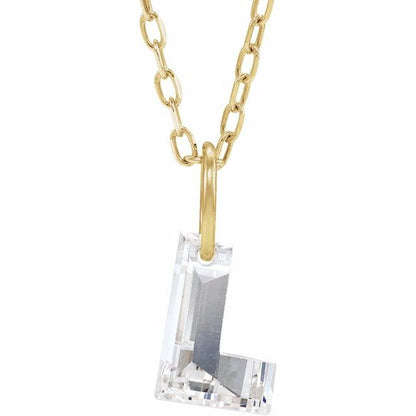 Letter-cut lab-grown diamond initial L necklace, front view