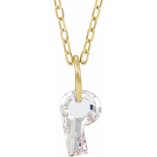 Letter-cut lab-grown diamond initial P necklace, front view