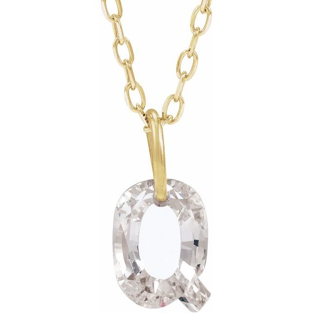 Letter-cut lab-grown diamond initial Q necklace, front view