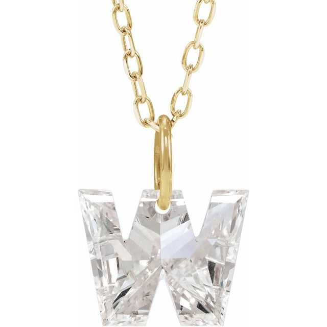 Letter-cut lab-grown diamond initial W necklace, front view