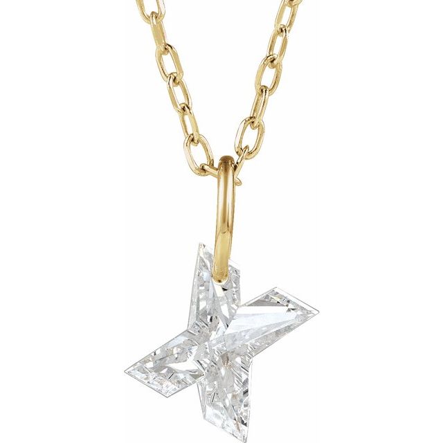 Letter-cut lab-grown diamond initial X necklace, front view