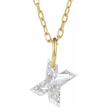 Letter-cut lab-grown diamond initial X necklace, front view