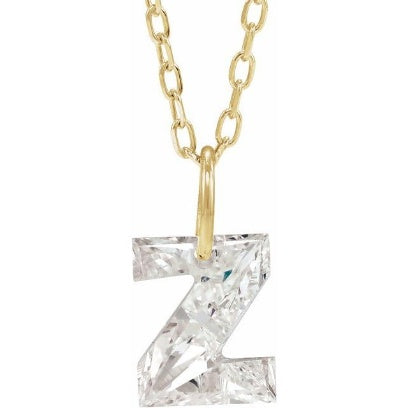 Letter-cut lab-grown diamond initial Z necklace, front view