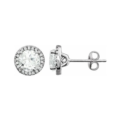 Lab-Grown Diamond Halo Stud Earrings – April Birthstone