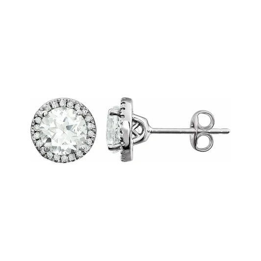 Lab-Grown Diamond Halo Stud Earrings – April Birthstone
