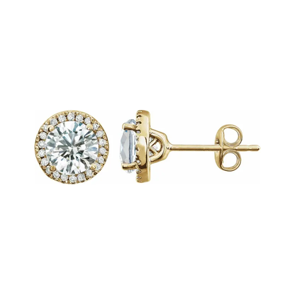 Lab-Grown Diamond Halo Stud Earrings – April Birthstone