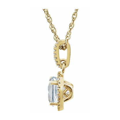 Lab-Grown Diamond Halo Necklace – April Birthstone Pendant