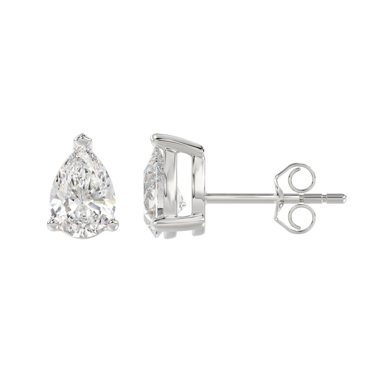 2.5 CTW Pear Lab-Grown Diamond Stud Earrings side profile product image