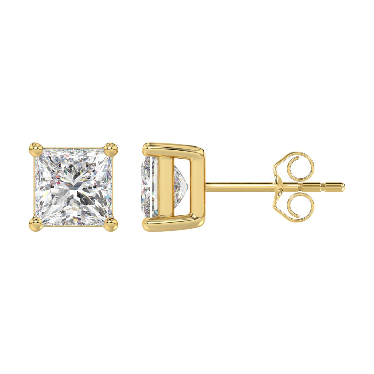 4 CTW Princess Lab-Grown Diamond Stud Earrings