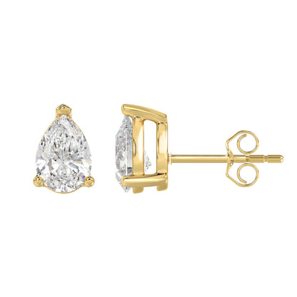 3 CTW Pear Lab-Grown Diamond Stud Earrings side profile product image