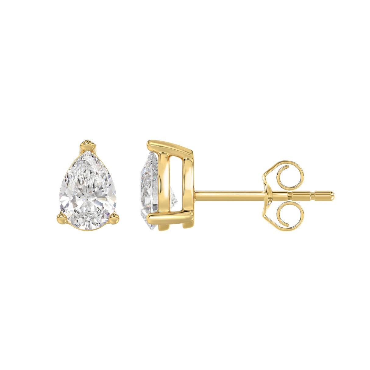 1.5 CTW Pear Lab-Grown Diamond Stud Earrings side profile product image