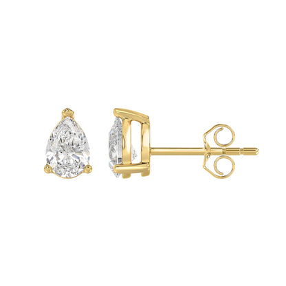 1.5 CTW Pear Lab-Grown Diamond Stud Earrings side profile product image