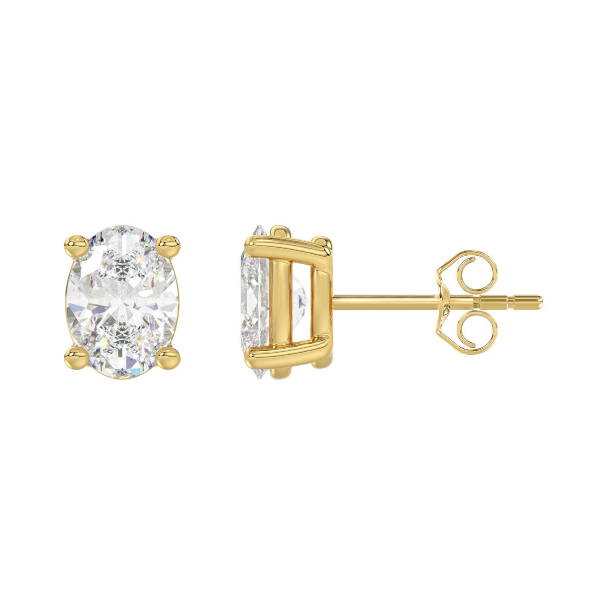 4 CTW Oval Lab-Grown Diamond Stud Earrings - side profile view