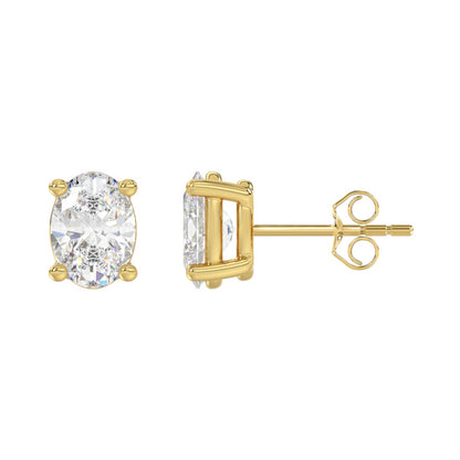 4 CTW Oval Lab-Grown Diamond Stud Earrings - side profile view