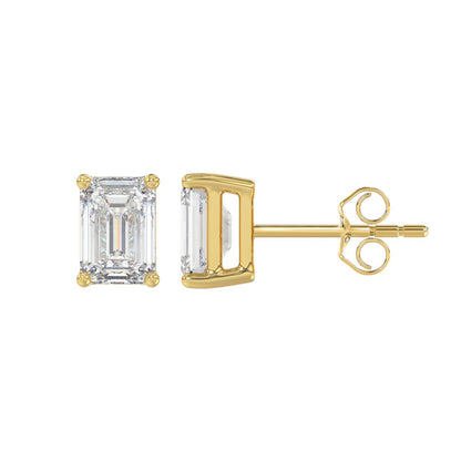 2 CTW Emerald Lab-Grown Diamond Stud Earrings