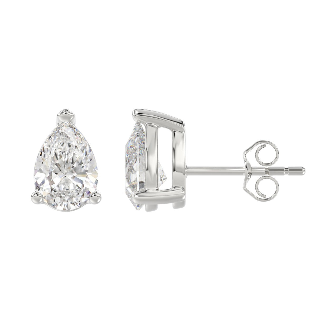 4 CTW Pear Lab-Grown Diamond Stud Earrings side profile product image