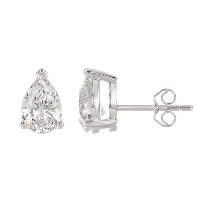 4 CTW Pear Lab-Grown Diamond Stud Earrings side profile product image