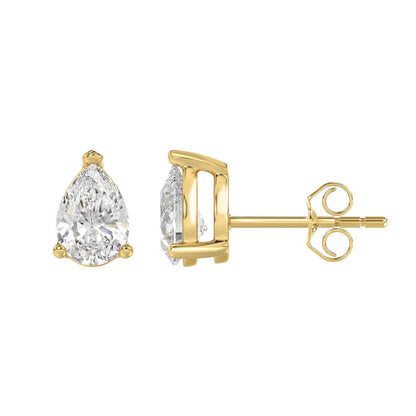 2.5 CTW Pear Lab-Grown Diamond Stud Earrings side profile product image
