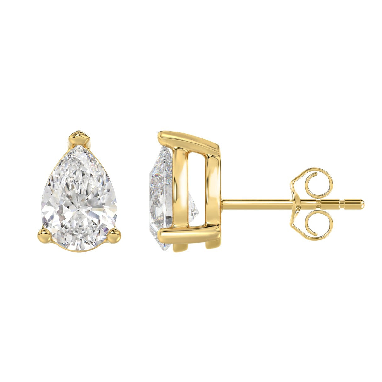 4 CTW Pear Lab-Grown Diamond Stud Earrings side profile product image