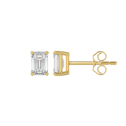 1 CTW Emerald Lab-Grown Diamond Stud Earrings