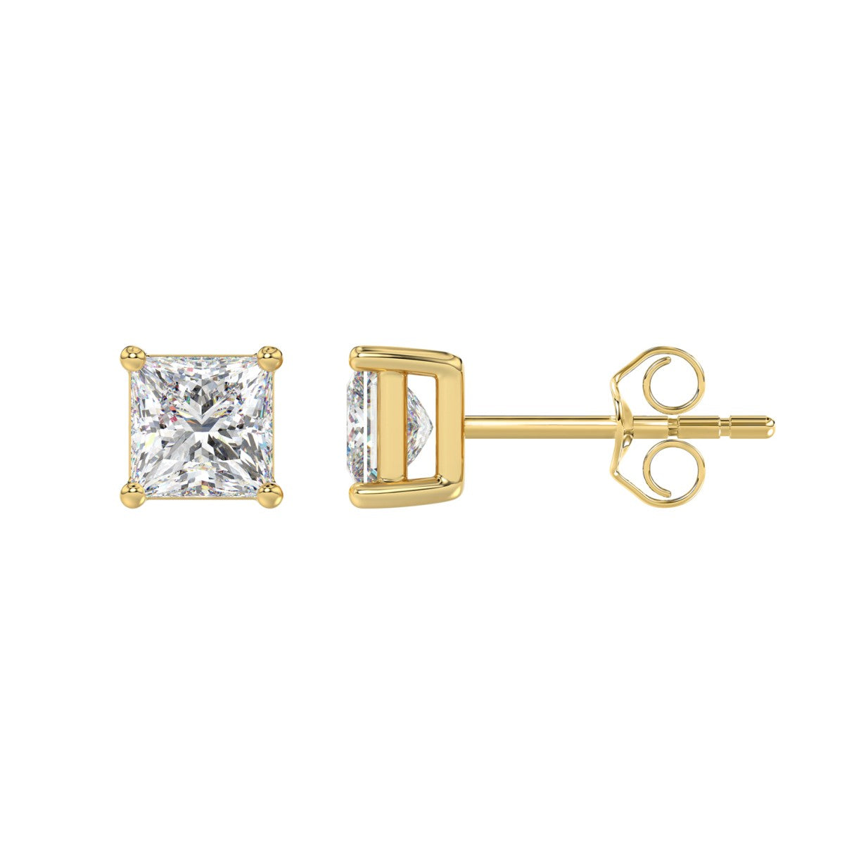 2 CTW Princess Lab-Grown Diamond Stud Earrings