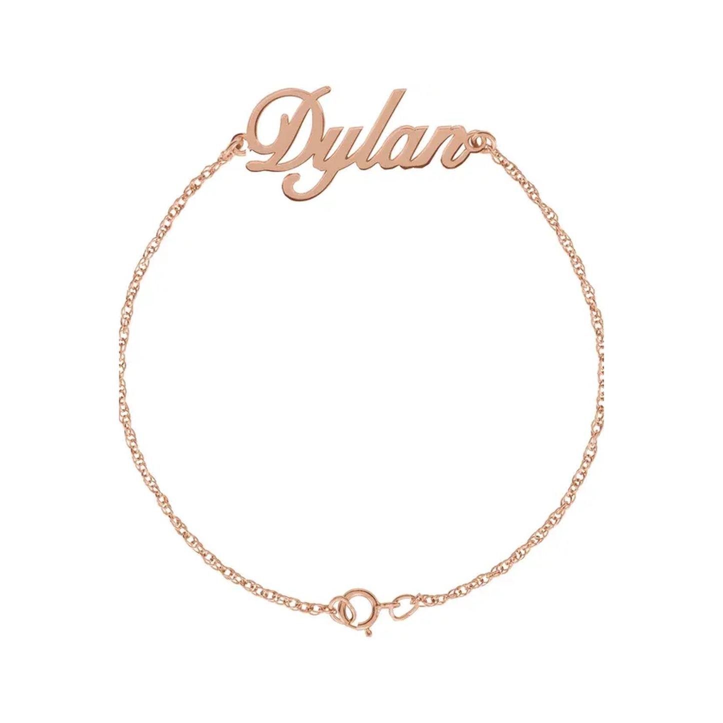 Personalized script name bracelet in rose gold-plated sterling silver