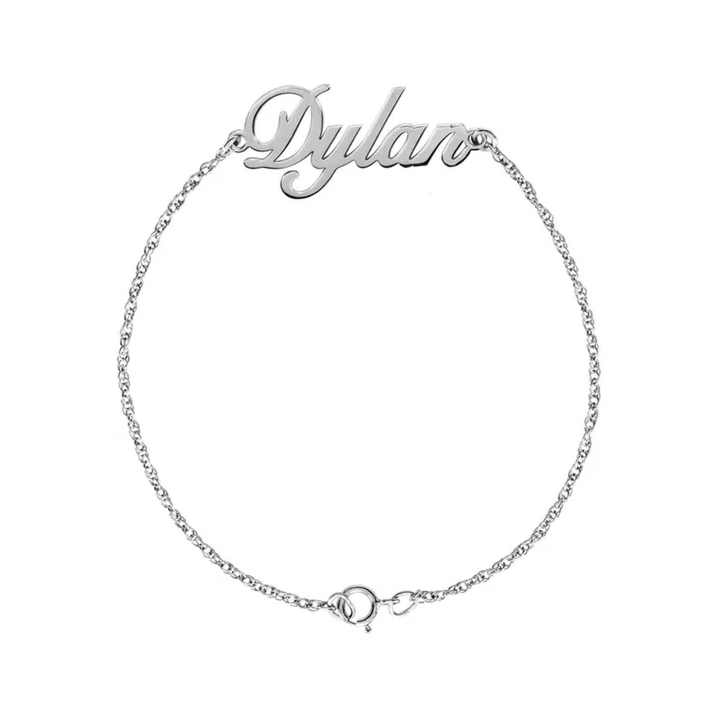 Personalized script name bracelet in sterling silver