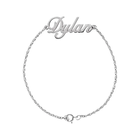 Personalized script name bracelet in sterling silver