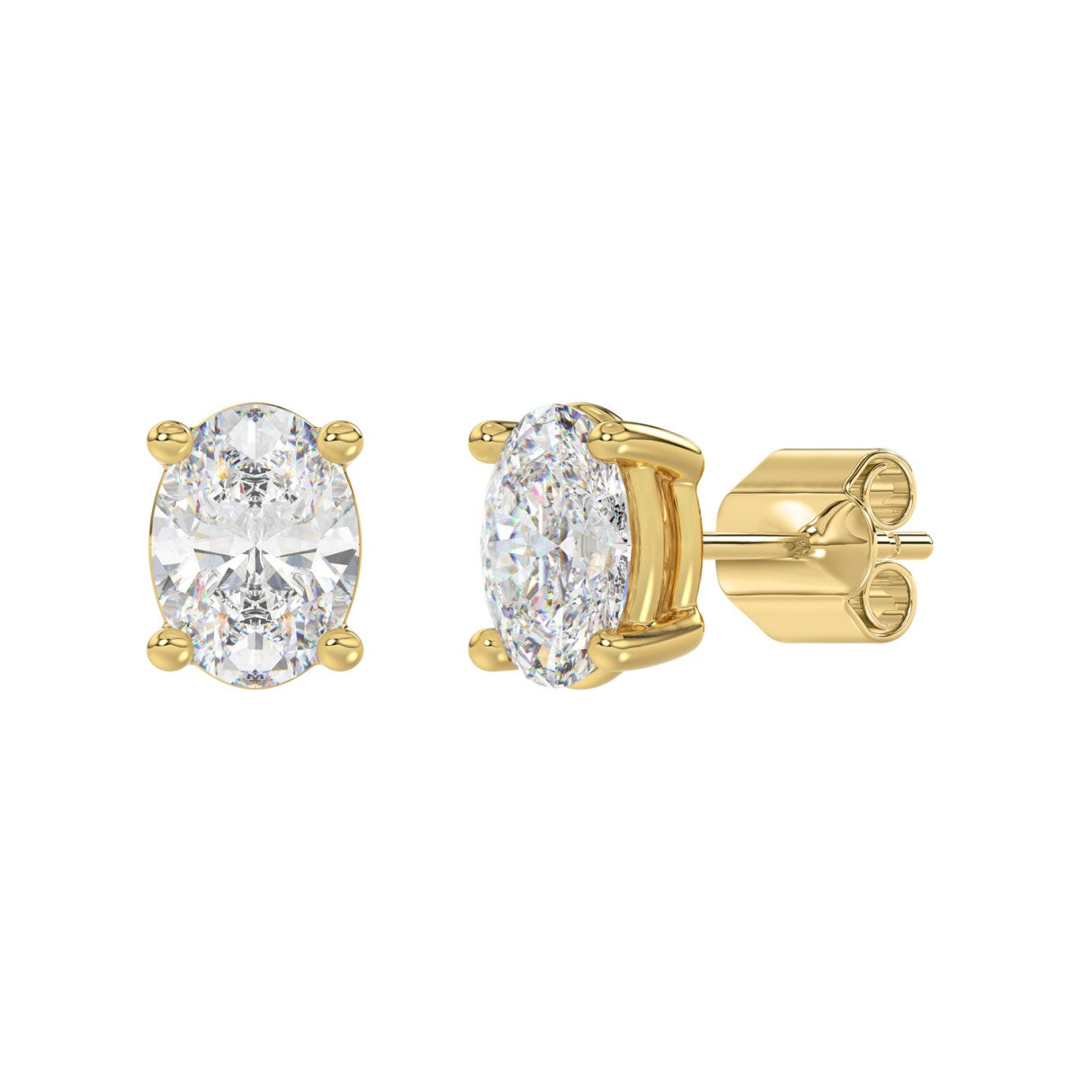4 CTW Oval Lab-Grown Diamond Stud Earrings - front view
