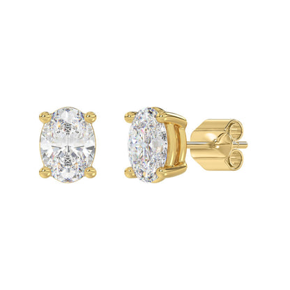 4 CTW Oval Lab-Grown Diamond Stud Earrings - front view