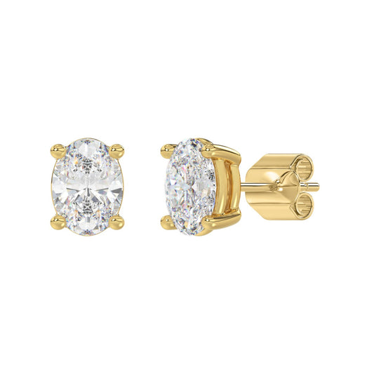 4 CTW Oval Lab-Grown Diamond Stud Earrings - front view
