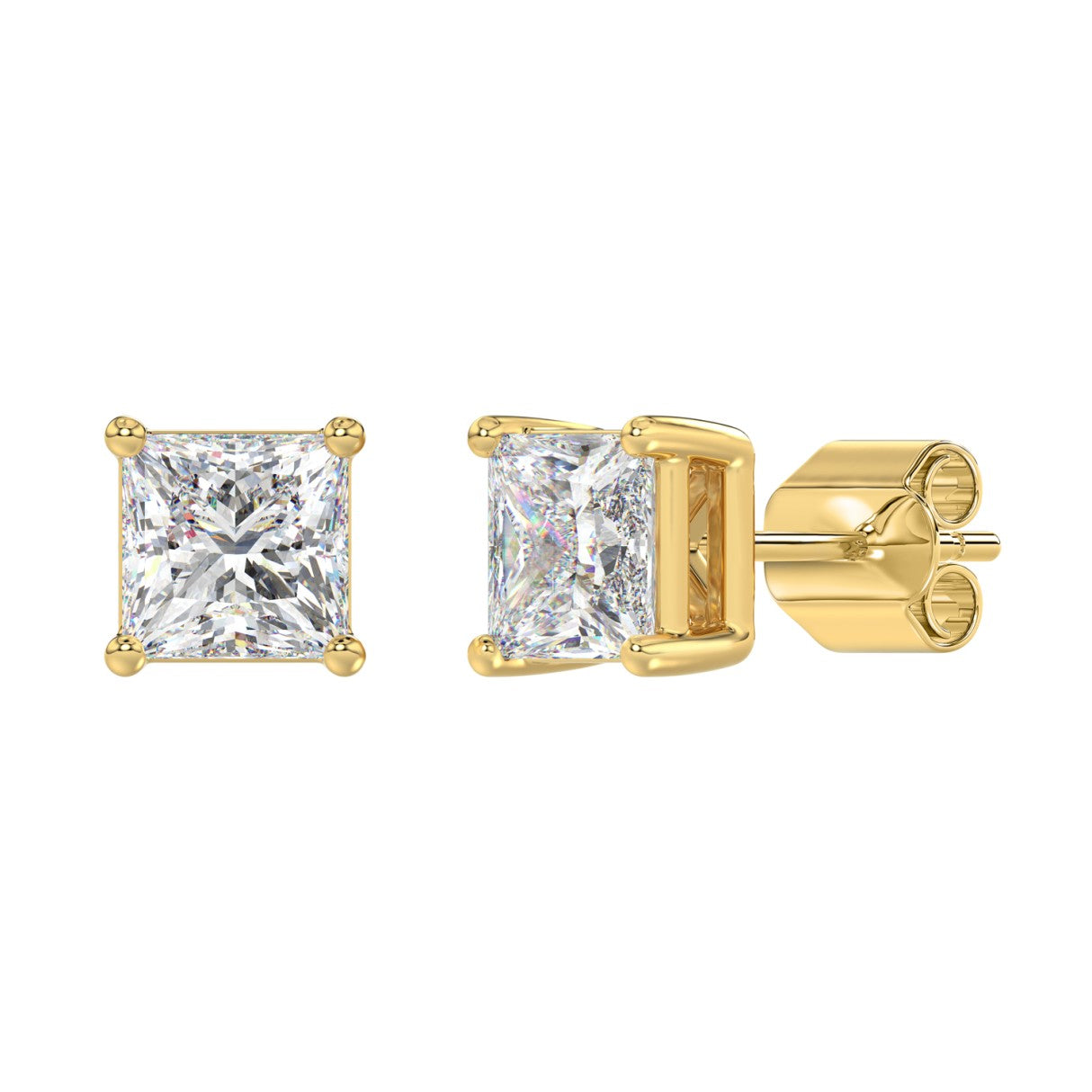 4 CTW Princess Lab-Grown Diamond Stud Earrings