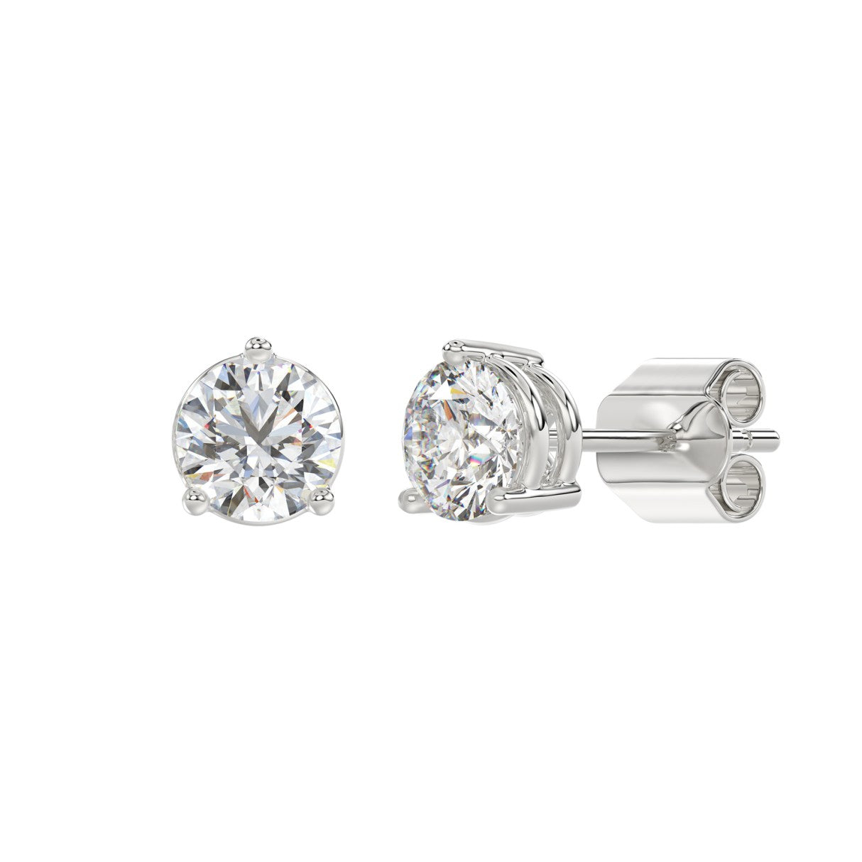 3 CTW round lab-grown diamond stud earrings alternate product view