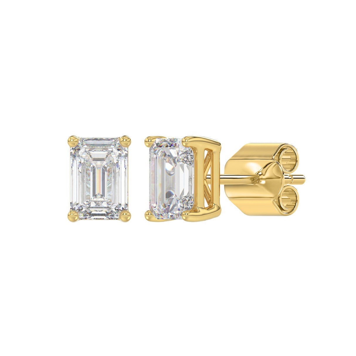 2 CTW Emerald Lab-Grown Diamond Stud Earrings