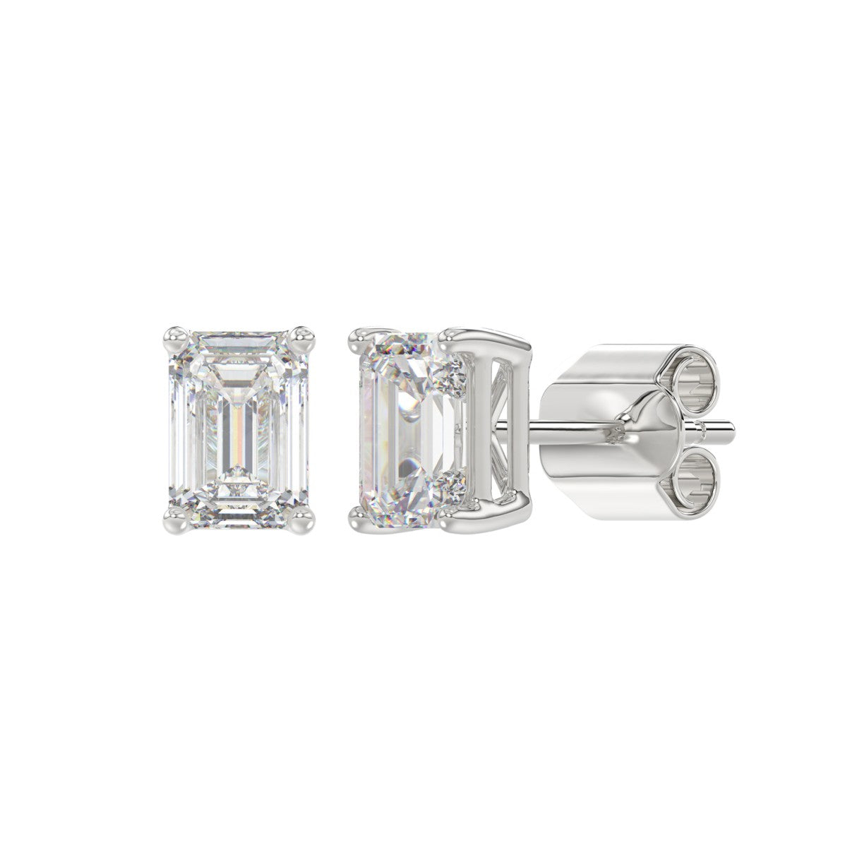 2 CTW Emerald Lab-Grown Diamond Stud Earrings