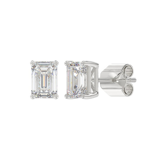 2 CTW Emerald Lab-Grown Diamond Stud Earrings