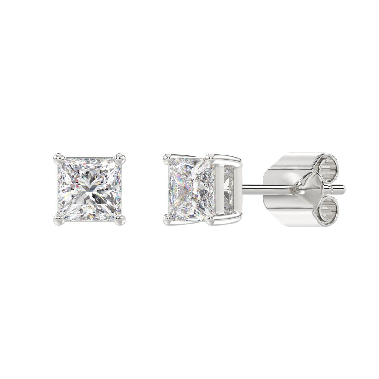 2 CTW Princess Lab-Grown Diamond Stud Earrings