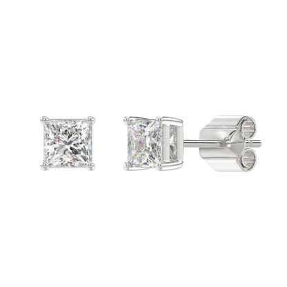 2 CTW Princess Lab-Grown Diamond Stud Earrings