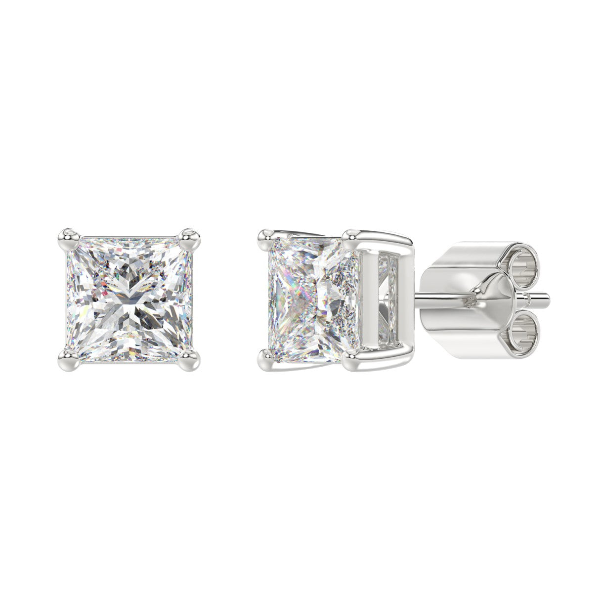 4 CTW Princess Lab-Grown Diamond Stud Earrings