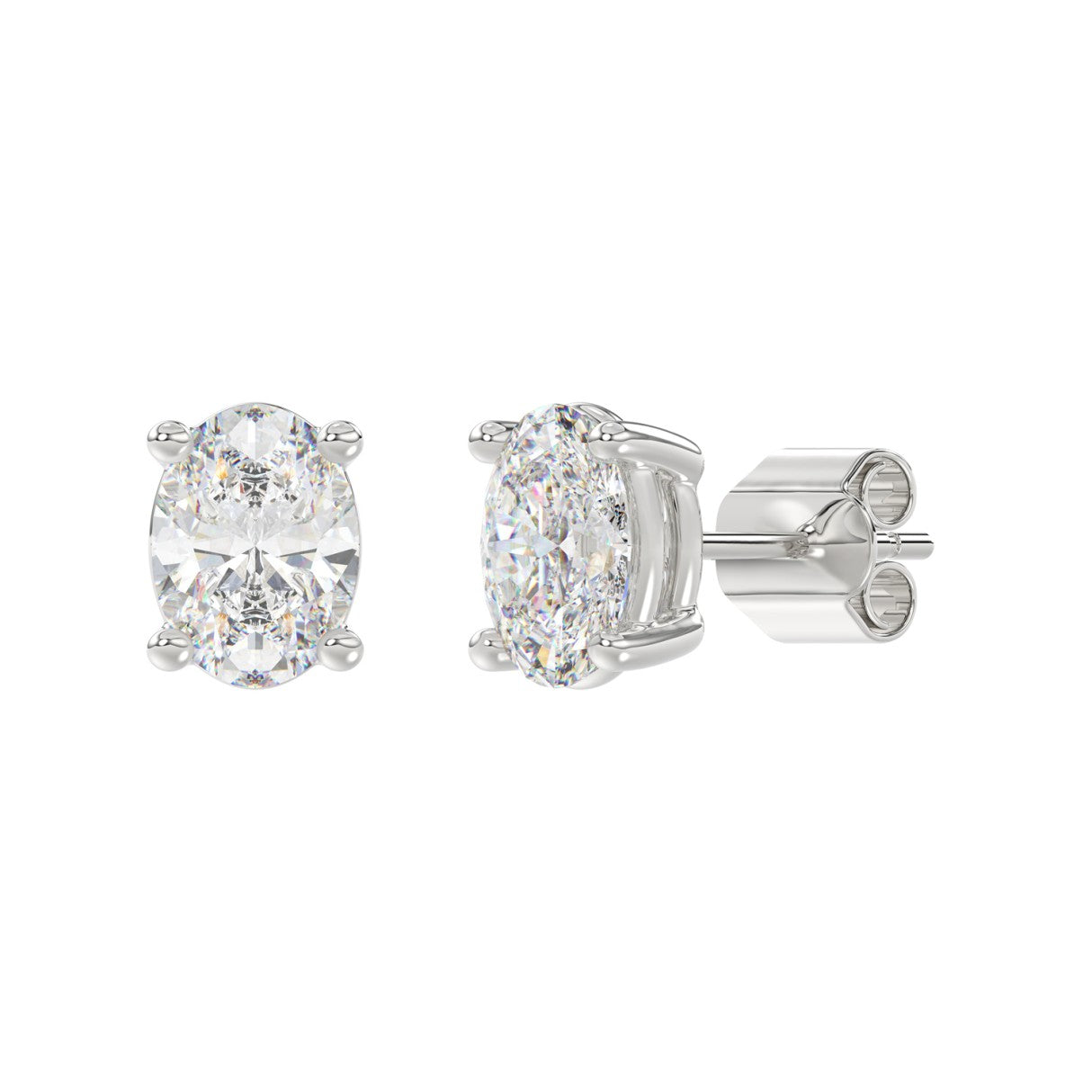 4 CTW Oval Lab-Grown Diamond Stud Earrings - front view