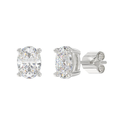 4 CTW Oval Lab-Grown Diamond Stud Earrings - front view