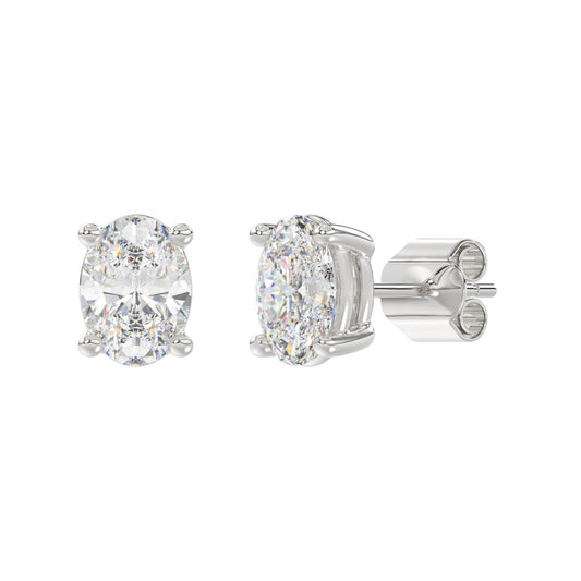 4 CTW Oval Lab-Grown Diamond Stud Earrings - front view