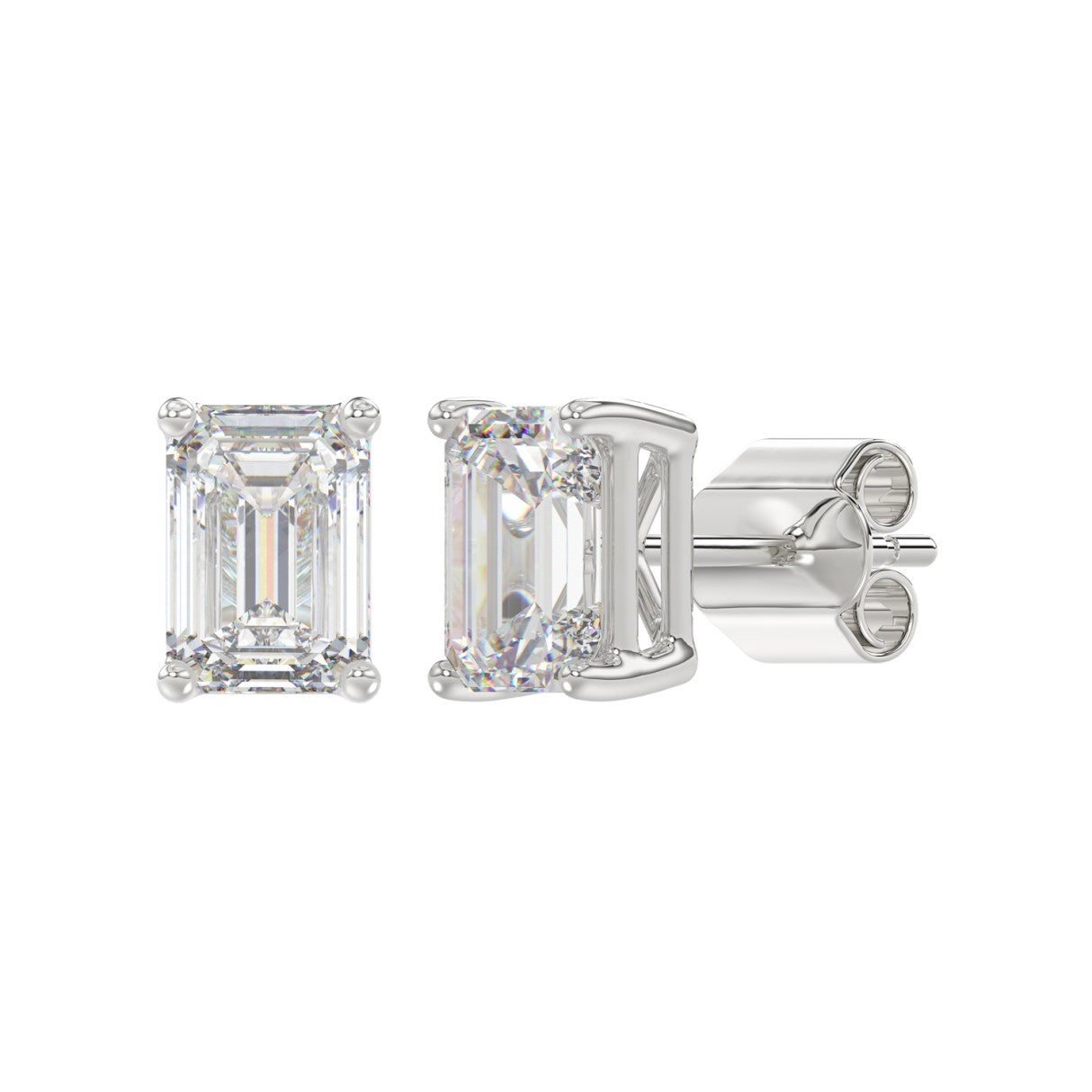 4 CTW Emerald Lab-Grown Diamond Stud Earrings