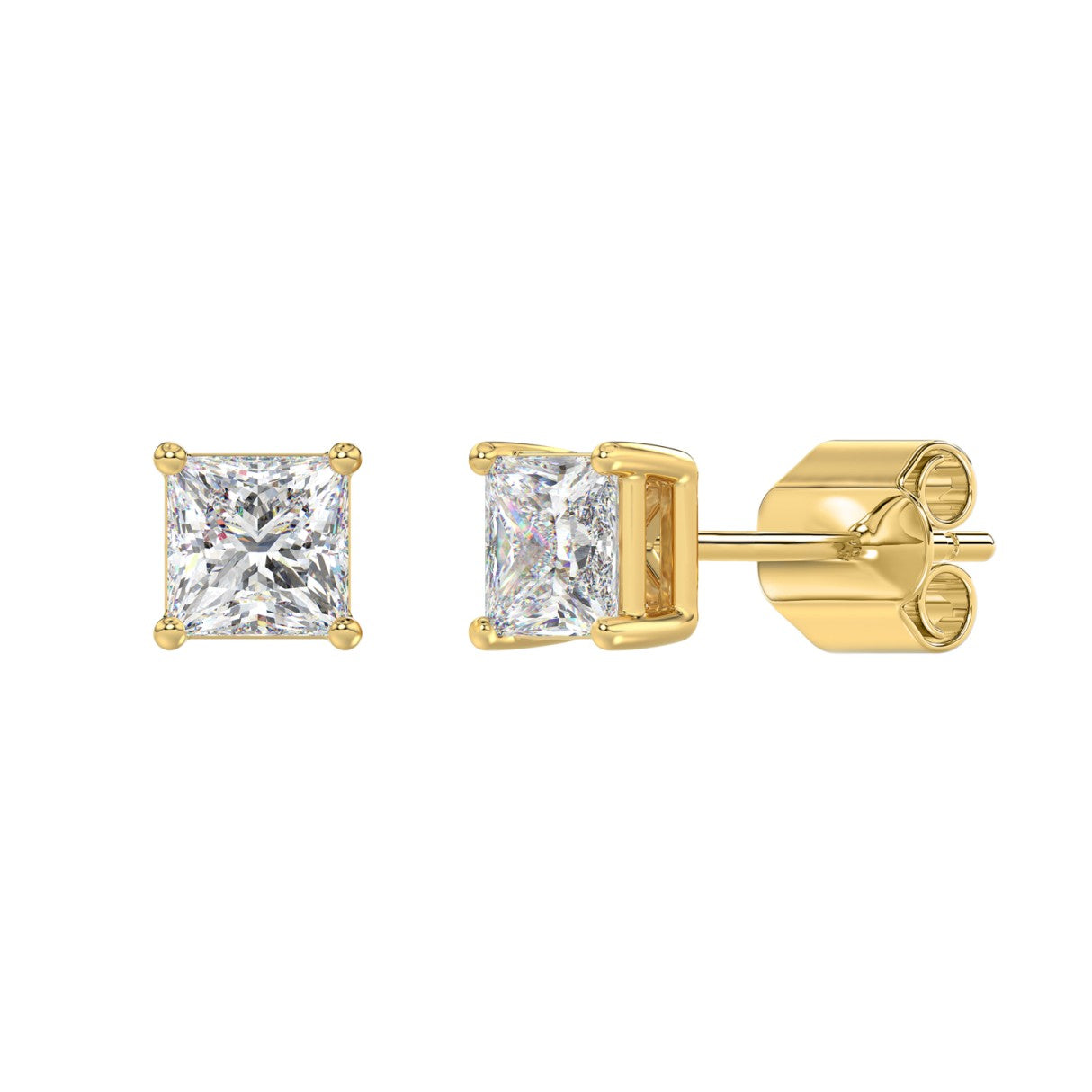 2 CTW Princess Lab-Grown Diamond Stud Earrings