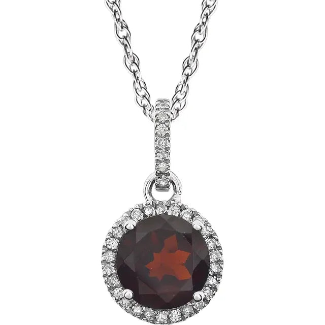 Halo Birthstone Necklace Collection – January Mozambique Garnet