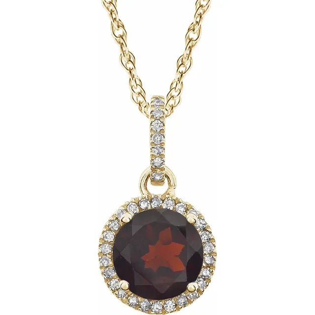 Halo Birthstone Necklace Collection – January Mozambique Garnet