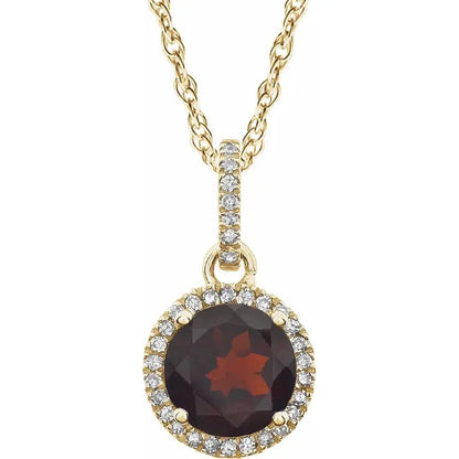 Halo Birthstone Necklace Collection – January Mozambique Garnet