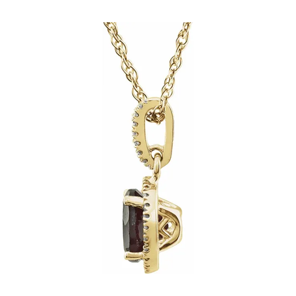 Halo Birthstone Necklace Collection – January Mozambique Garnet