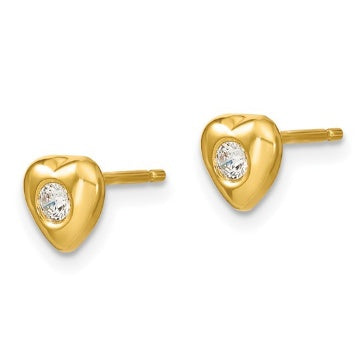 Pair of gold-tone CZ heart stud earrings